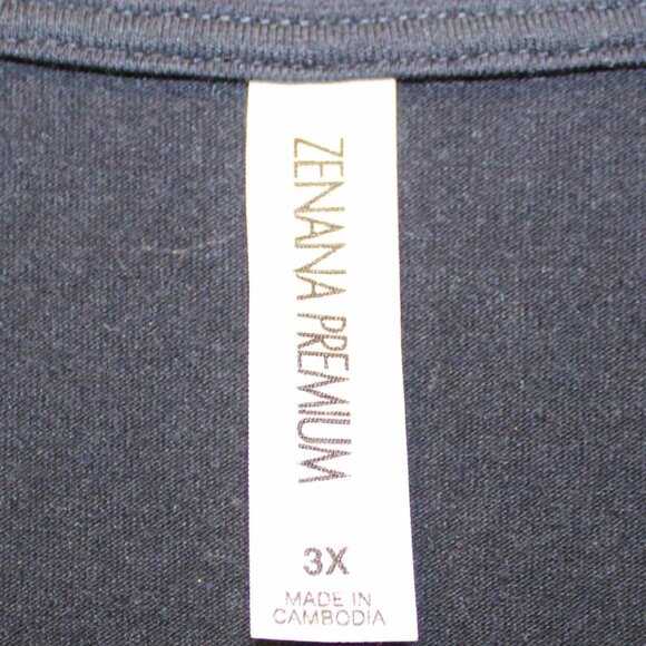 Navy Zenana Premium V-Neck T-Shirt - Sz 3X - Picture 2 of 4